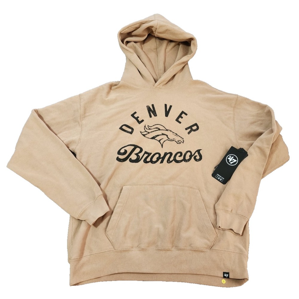 '47® (Men's SMALL) Denver Broncos River™ Pullover Hoodie in Dusted Khaki - $120